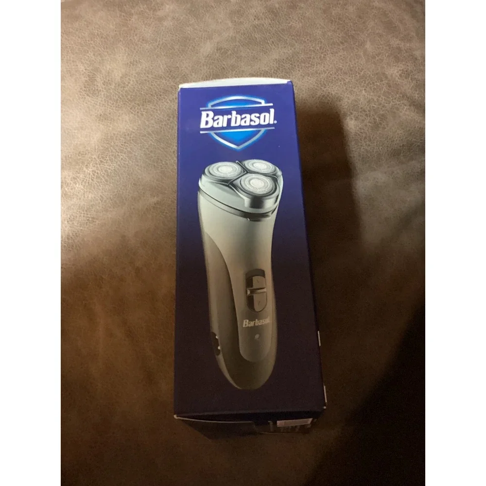 Barbasol Rechargeable Rotary Shaver with Stainless Steel Blades & Pop-Up Trimmer